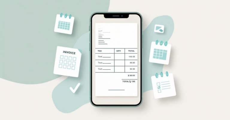 Business owner generating digital invoices using Udhaar Book Invoice Book on a smartphone.