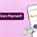 Pakistani mobile shop owner earning cashback on electricity bill payment using Udhaar Digi Khata app.