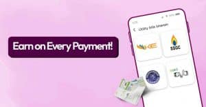 Pakistani mobile shop owner earning cashback on electricity bill payment using Udhaar Digi Khata app.