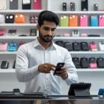 Pakistani business owner using Udhaar Book app for managing digital khata.