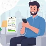 User downloading K Electric duplicate bill using Udhaar Book app on smartphone