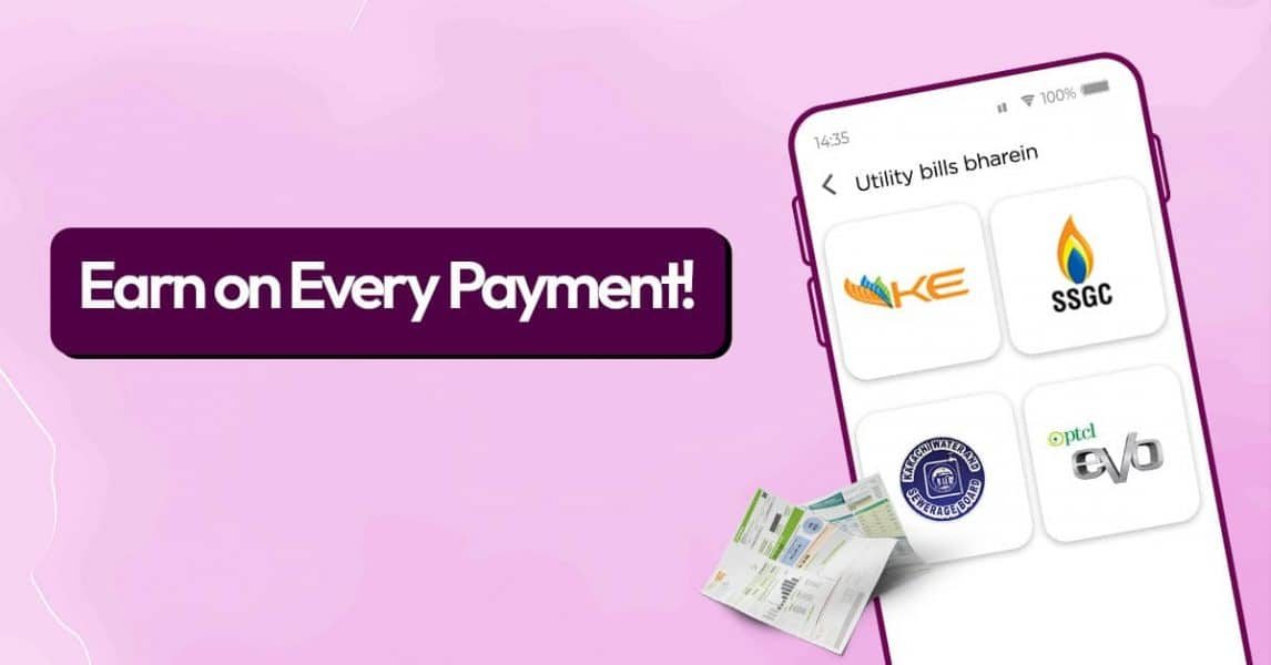 Pakistani mobile shop owner earning cashback on electricity bill payment using Udhaar Digi Khata app.